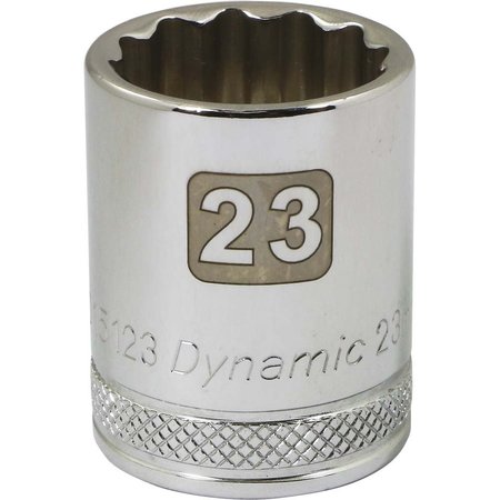 DYNAMIC Tools 1/2" Drive 12 Point Metric, 23mm Standard Length, Chrome Socket D015123